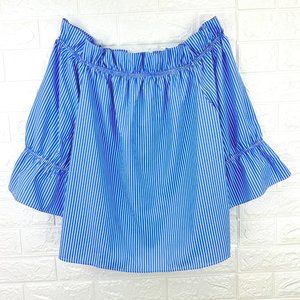 NEW | HAUTE PROJECT blue & white crisp stripe spring/summer top - SZ XL